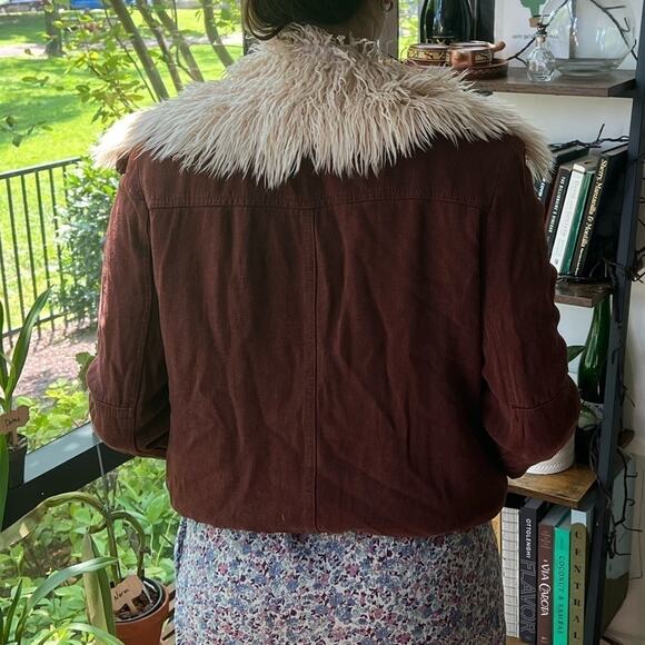 Free People Faux Fur Shag Shearling Style Maroon Jacket Size XS - Picture 7 of 11
